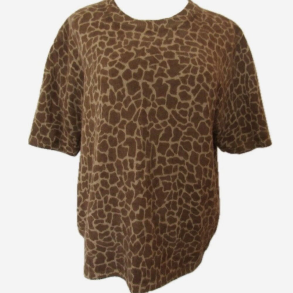Share VTG Tally-Ho Giraffe Print Sweater Women S Angora Lambswool Blend